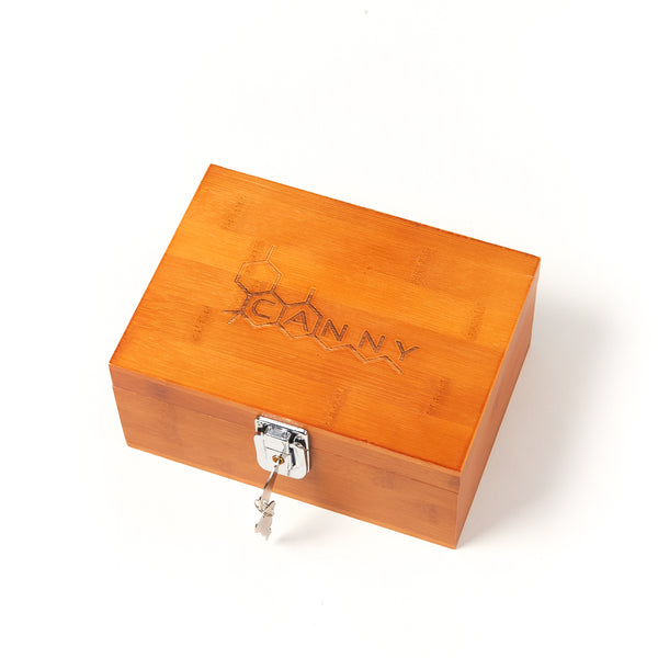 CANNY Bamboo Stash Box – Smoking Storage Container Kit with Magnetic Rolling Tray Medicine Lock Box - Locking Stashbox